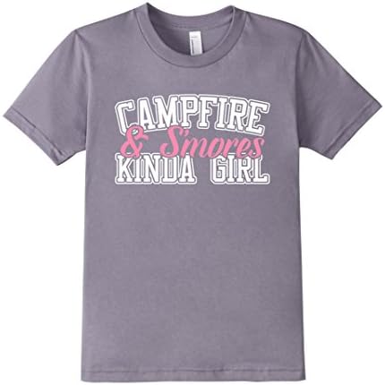 Kids Campfire S'mores Shirt - "Campfire &amp; S'mores Kinda Girl" 12 Slate
