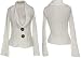 DEREK HEART Knitted Cardigan Sweater w/ Coconut Shell Buttons, Large, Cream (CRM), 9P085