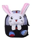 しあわせ倉庫 可愛い 子供 に かわいい リュック ぬいぐるみ 保育園 通園リュック 一升餅リュック 赤ちゃん ベビー (ブラック うさぎ)