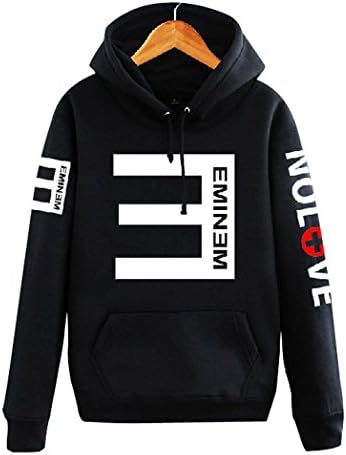 FSTY Men's Unisex Eminem Hip Hop Sweater Hoodie Hoody Sweater (Asian Tag L/ US S, Black)