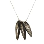 Fossil Necklace 02 Orthoceras Black Stone Point Silver Ball Chain Adjustable