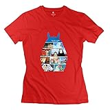 KST Women Totoro Spirited Away Cliff T-Shirt Slim Fit Swag L Red