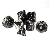 Jumbo Black Marble 7-piece Dice Set