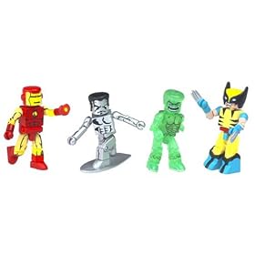 Marvel Mini Mates 4 Pack Featuring Silver Surfer, Gamma Hulk , Wolverine and Iron Man by