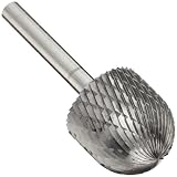 PFERD Cylindrical Carbide Bur, Uncoated (Bright) Finish, Double Cut, Radius End, 1/4 Shank, 1/2 Head Diameter, 1 Head Length (SC-5)