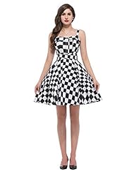 Cocktail Short Sweetheart Checkered Print Cotton Vintage  Dress With a Sash 