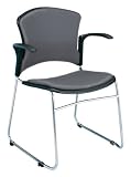 OFM 310-VAM-A-604-CHARCOAL MultiUse 4 Vinyl Seat and Back Stacker Chairs with Arms - Charcoal