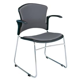 OFM 310-VAM-A-604-CHARCOAL MultiUse 4 Vinyl Seat and Back Stacker Chairs with Arms - Charcoal by OFM