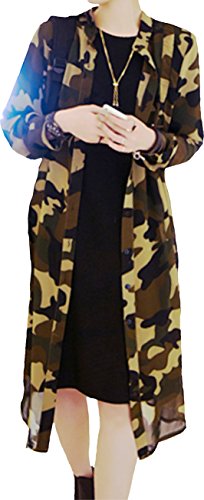 シースルー レディース ロング ジャケット 迷彩 柄 フリーサイズ 紫外線対策