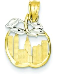 14K Two Tone Gold New York Skyline Apple Pendant
