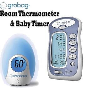 Grobag Egg Digital Room Thermometer with Itzbeen Baby Care Timer {Blue}