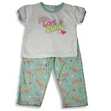 B.T. Kids - Toddler Girls 2-Piece Short Sleeved Pajama Set, White, Green