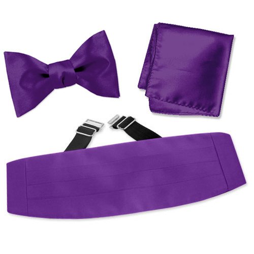 Men's Freestyle Silk Bow Tie and Cummerbund Set by Elite Solid in Royal