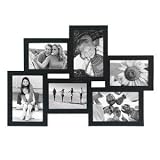 Black 6 multi-opening wood collage frame for 3½x5 / 4x6 by Malden - 4x6