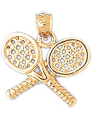 Dazzlers Solid 14 karats gold Double Tennis Racket Charm Pendant Available in three colors from jewelsberry (weights: 1.7 grams only)