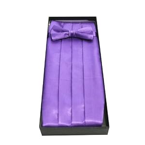 Classy Purple Cummerbund and Bow Tie set With Box