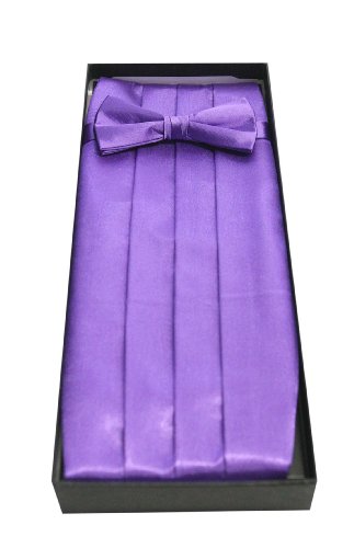Classy Purple Cummerbund and Bow Tie set With Box