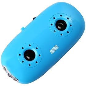 August MB100L - Lecteur Baladeur MP3 Portable avec Haut-parleurs St�r�o Int�gr� et Lampe LED - Couleur: Bleu - VOIR OFFRES SPECIALES ET RECEVREZ UN CADEAU GRATUIT!!