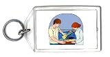 Keychain with body, individuals, individual, observing, couple, humans, person, water, human, tank, persons, fish, people