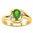 14K Yellow Gold Tsavorite (Green Garnet) and Diamond Ring