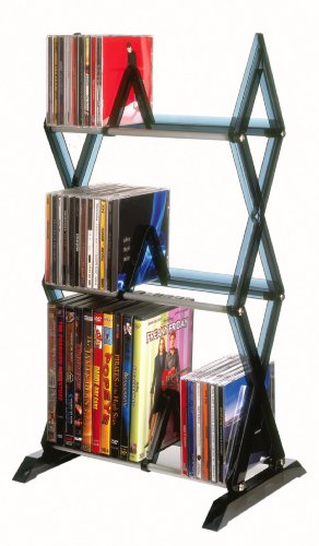 Atlantic 64835194 Mitsu 78 CD/54 DVD/BluRay/Games 3-Tier Media Rack (Smoke)