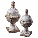 IMAGE OF Sini, Finials, Set of 2 by Uttermost - Heavily Distressed Powder Blue With Anti (19231)