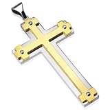 Spikes Large 316L Stainless Steel PVD Gold Gothic Cross Pendant