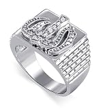 Silver Mens Band Muslim Islam Allah God CZ Ring Size 12