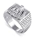 Silver Mens Band Muslim Islam Allah God CZ Ring Size 10