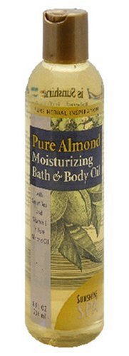 Sunshine Spa Moisturizing Bath and Body Oil, Pure Almond, 8-Ounces (Pack of 3) by Sunshine Spa