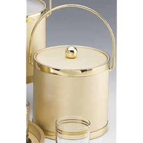 Kraftware 44661 Gleam - Gold 3 Quart Ice Bucket with Vinyl Cover, Bands and Bale Handle by Kraftware