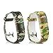 HoneyLife Fitbit Flex Cute Silicone Replacement Wristband Bracelet/ Wireless Activity and Sleep Tracker Accessory Band with Safety Watch Buckle + Fastener Ring (Camo Pattern - Pack of 2)