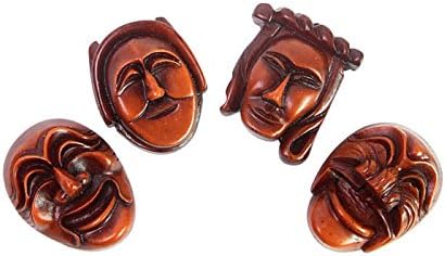 4 Set of Korea Traditional Acadia Wood Hahoe Mask Memo Holder Magnets