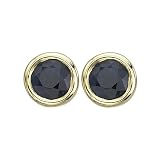 14K Yellow Gold Bezel Set 4 MM Sapphire Earring Studs