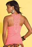 metrostyle Lace Back Tank (BRIGHT CORAL,M)