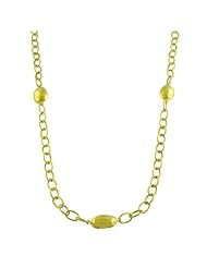 14 Karat Yellow Gold Cable Link Textured Bean Station Necklace (36 Inch)