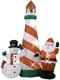 Airblown Inflatable 8 Ft Tall Santa, Snowman With Lighthouse