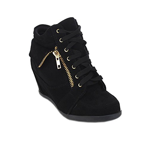 LINK GLADYS-24K Children Girl's Comfort Hidden Wedge Lace Up Ankle Sneakers