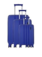 PLATINIUM Set de 3 trolleys rígidos (Azul)