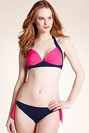 Halterneck Contrast Trim Bikini Top