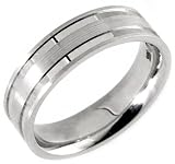 14K. White Gold Machine Carved Comfort Fit Wedding Band Ring