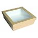 Packnwood "Kray" Brown Box With Window Lid, Base: 8.9 x 8.9 x 3.1" Top: 9.2 x 9.2" (4 Packs of 25)