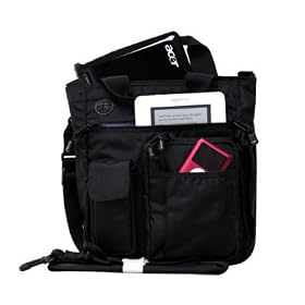 Samsung NC10-14GW 10.2-Inch Netbook Vertical Tote / Cross Body Messenger Bag with Padded Shoulder Strap - Black
