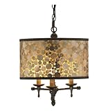 Peggy Modern Capiz Shell Inlay Drum Shade 3 Light Pendant