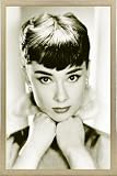 Produkt-Bild: Audrey Hepburn Poster und Holz-Rahmen - Sepia (d) (91 x 61cm)