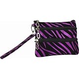 Purple and Black Zebra Wristlet with Strap