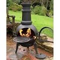 Oxford Barbecues Black Cast Iron Steel Mix Chiminea Chimenea 85cm High with Swing Out Grill