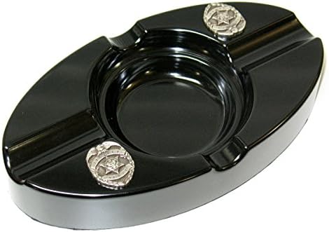 Police Badge Cop Trooper Logo Black Oval 9"x 5" 4 Cigar Ashtray Brand New