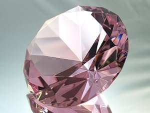Diamond Glass Shaped Pink Ice Paperweight Gift Home Accent Decoration