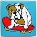Bulldog on Skateboard Giclee on Fine Art Canvas Dog Print (6 x 6 x 1 3/8 inches)